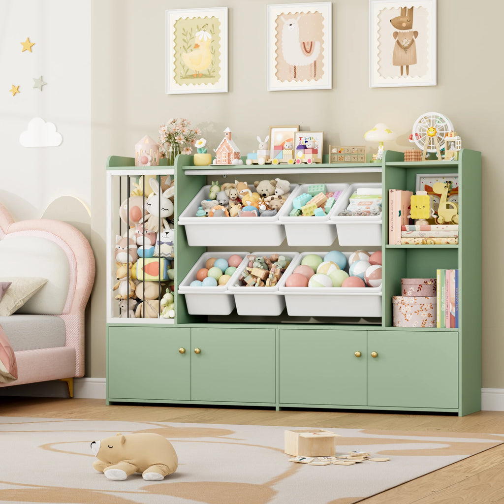 Spielzeugregal für Kinder mit 6 Boxen aus Holz, 137 cm Lilla Kids
