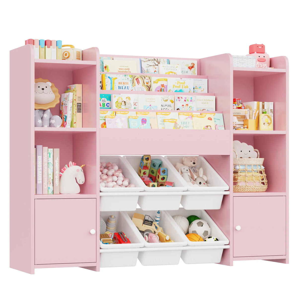 Spielzeugregal für Kinder mit 6 Boxen und 4 Ebenen, 119 cm Lilla Kids