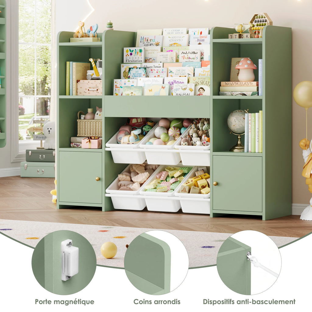Spielzeugregal für Kinder mit 6 Boxen und 4 Ebenen, 119 cm Lilla Kids