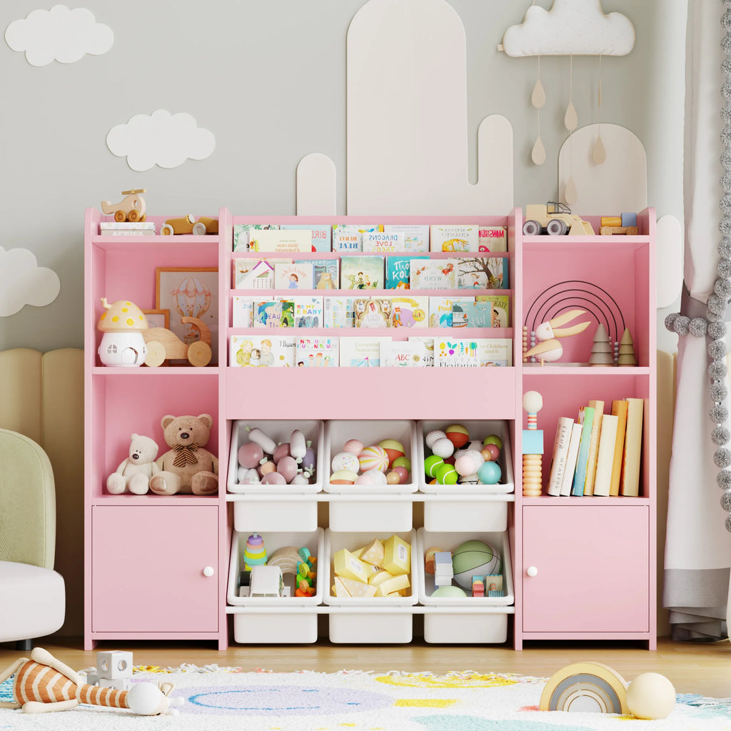 Spielzeugregal für Kinder mit 6 Boxen und 4 Ebenen, 119 cm Lilla Kids