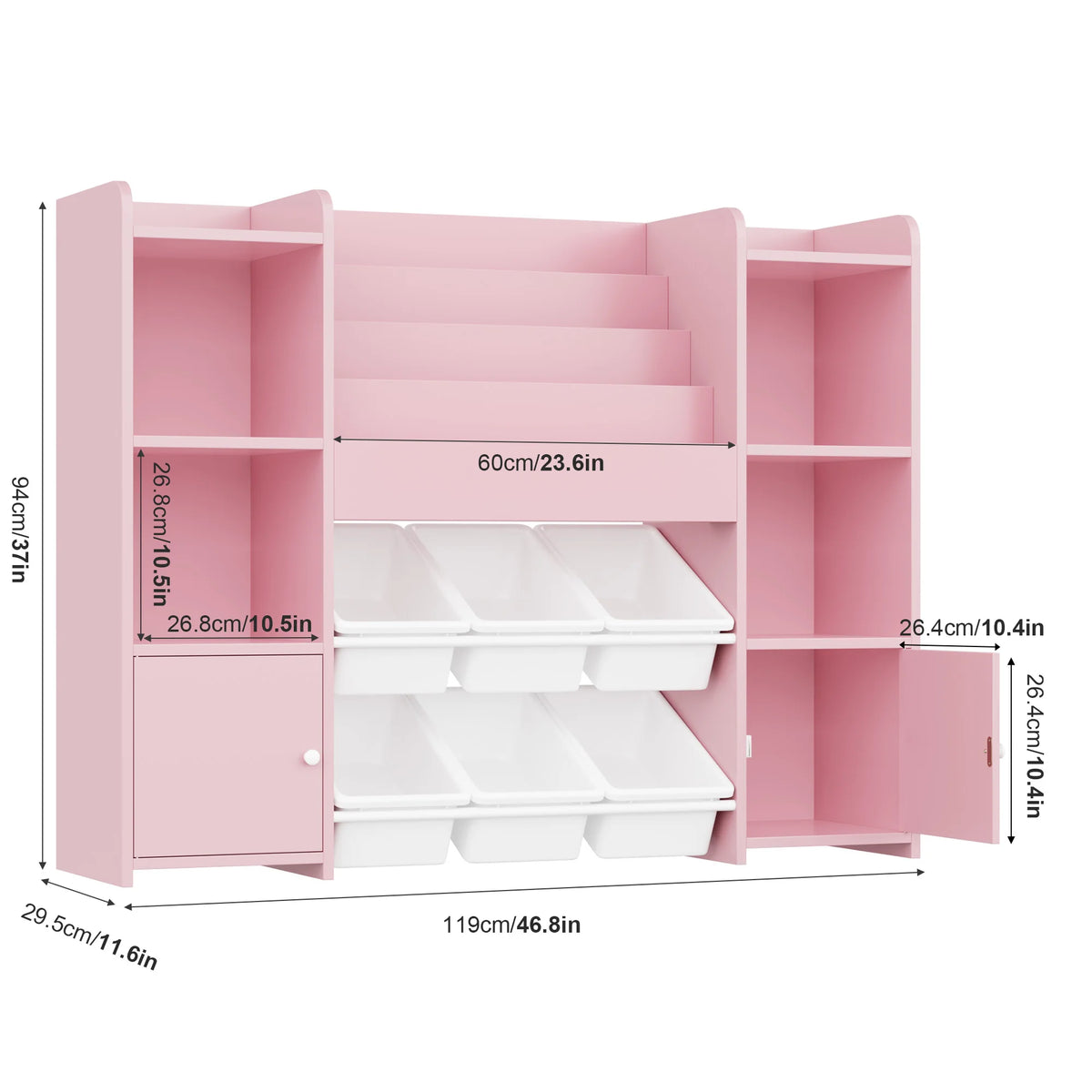 Spielzeugregal für Kinder mit 6 Boxen und 4 Ebenen, 119 cm Lilla Kids