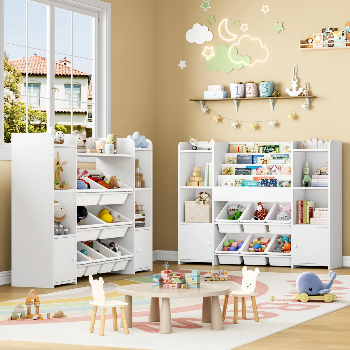 Spielzeugregal für Kinder mit 6 Boxen und 4 Ebenen, 119 cm Lilla Kids