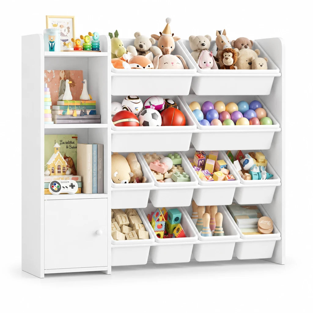 Spielzeugregal für Kinder mit 8 Boxen und 4 Regalböden Lilla Kids