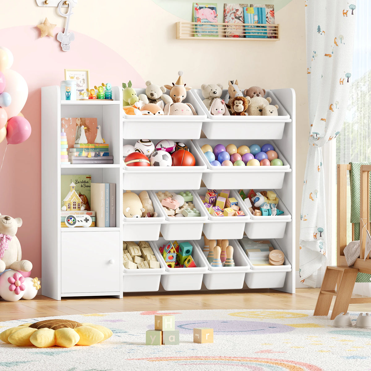 Spielzeugregal für Kinder mit 8 Boxen und 4 Regalböden Lilla Kids