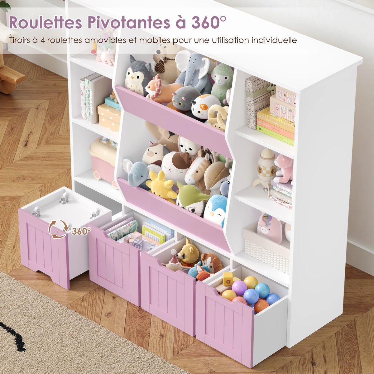 Spielzeugregal für Kinder mit 8 Boxen und 9 Ebenen, 118 cm Lilla Kids