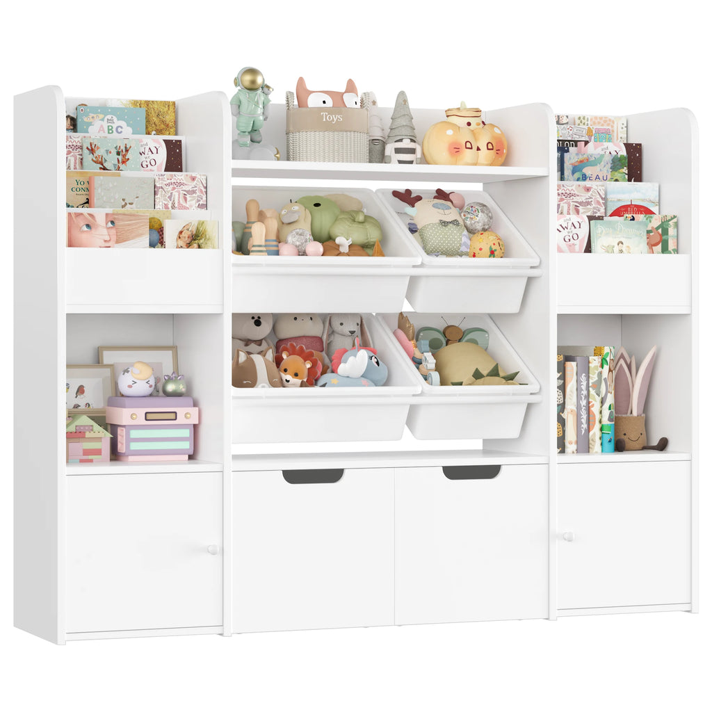 Spielzeugregal mit 4 Boxen und 13 Ebenen, 126 cm Lilla Kids