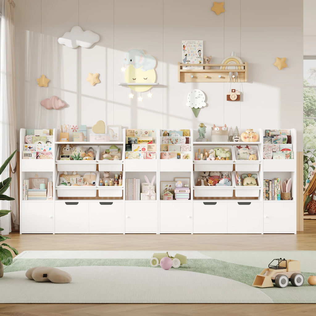Spielzeugregal mit 4 Boxen und 13 Ebenen, 126 cm Lilla Kids