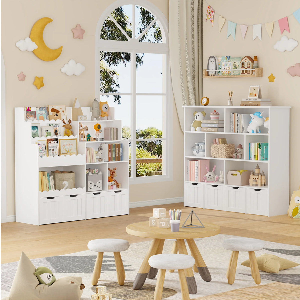 Spielzeugregal mit 4 Schubladen und 6 Fächern, 40 x 120 cm Lilla Kids