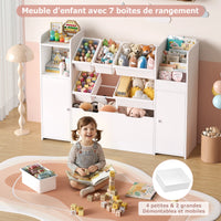 Spielzeugregal mit 6 Boxen, 2 Türen und Rollen, 138 cm Lilla Kids