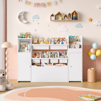 Spielzeugregal mit 6 Boxen, 2 Türen und Rollen, 138 cm Lilla Kids