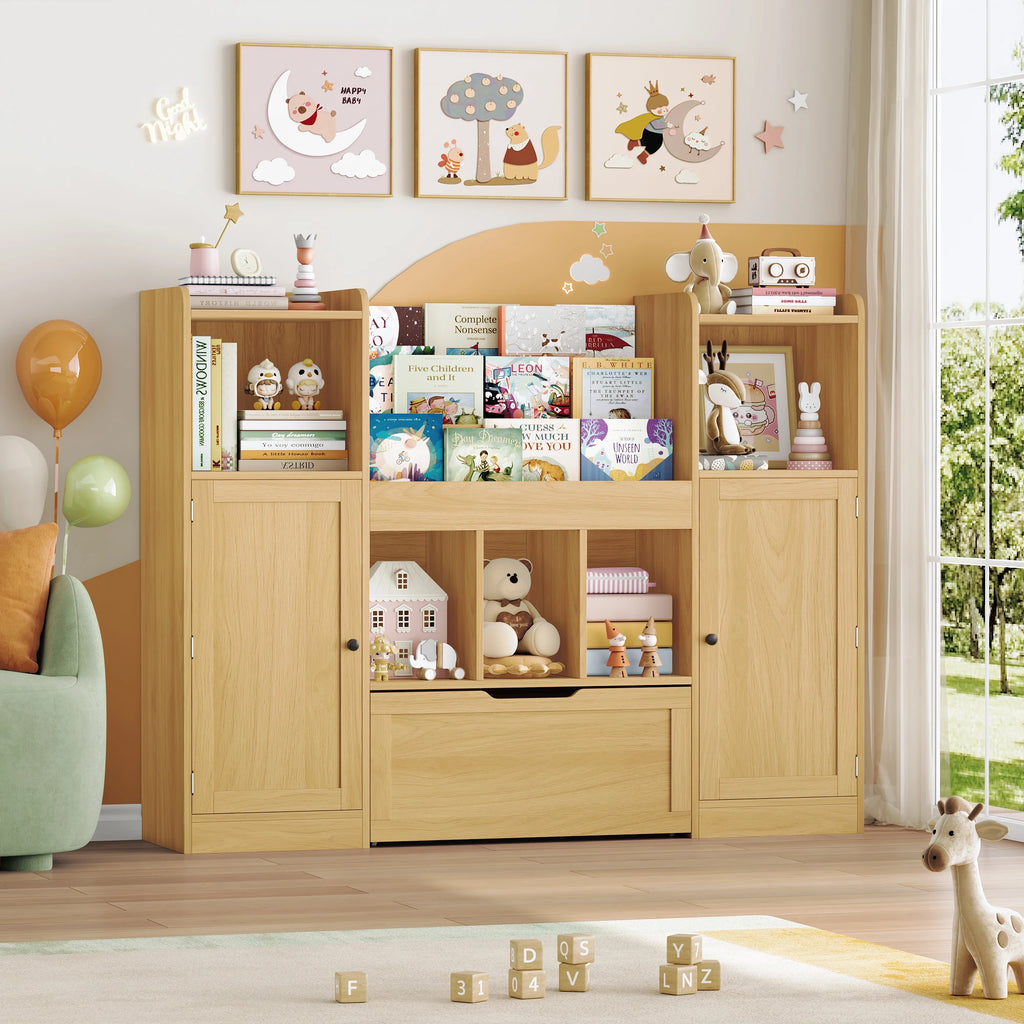 Spielzeugregal mit 8 Boxen, 3 Ebenen und Rollen Lilla Kids