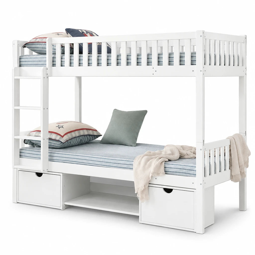 Teilbares Etagenbett aus massiver Kiefer 90x200 Lilla Kids