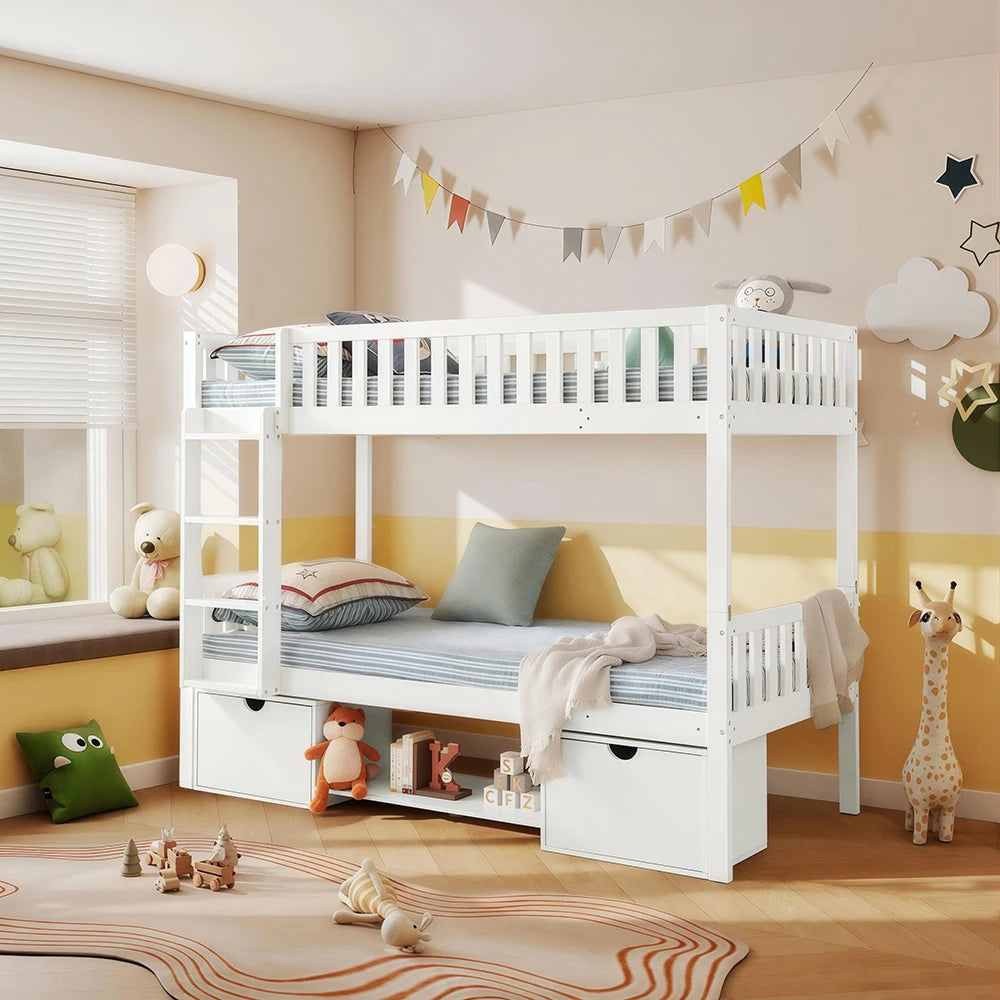 Teilbares Etagenbett aus massiver Kiefer 90x200 Lilla Kids