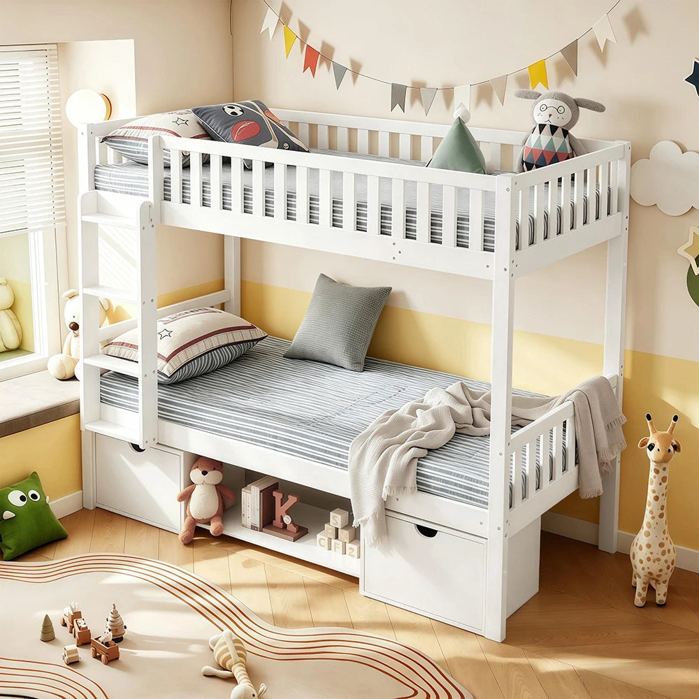Teilbares Etagenbett aus massiver Kiefer 90x200 Lilla Kids