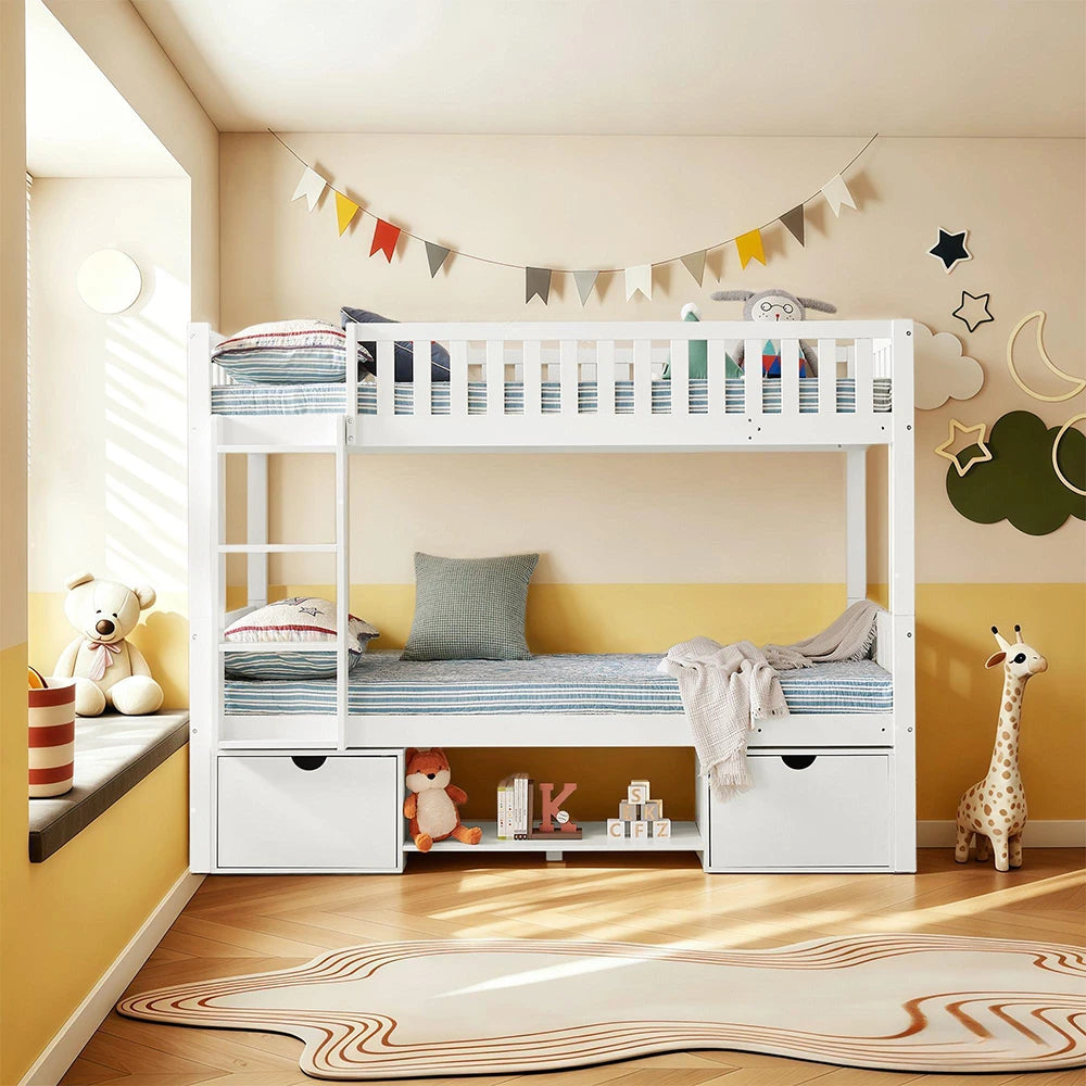 Teilbares Etagenbett aus massiver Kiefer 90x200 Lilla Kids