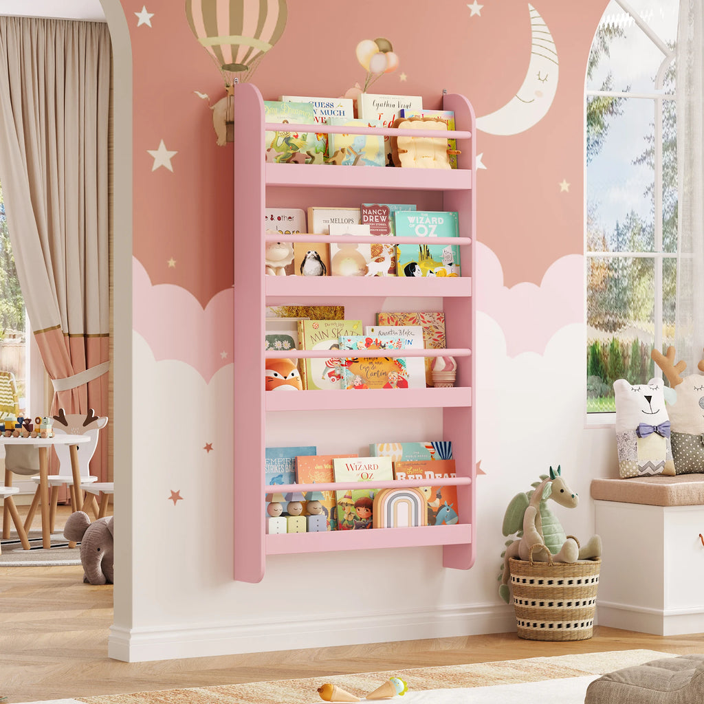 Wandbücherregal für Kinder mit 4 Ebenen, 113 x 59 cm Lilla Kids