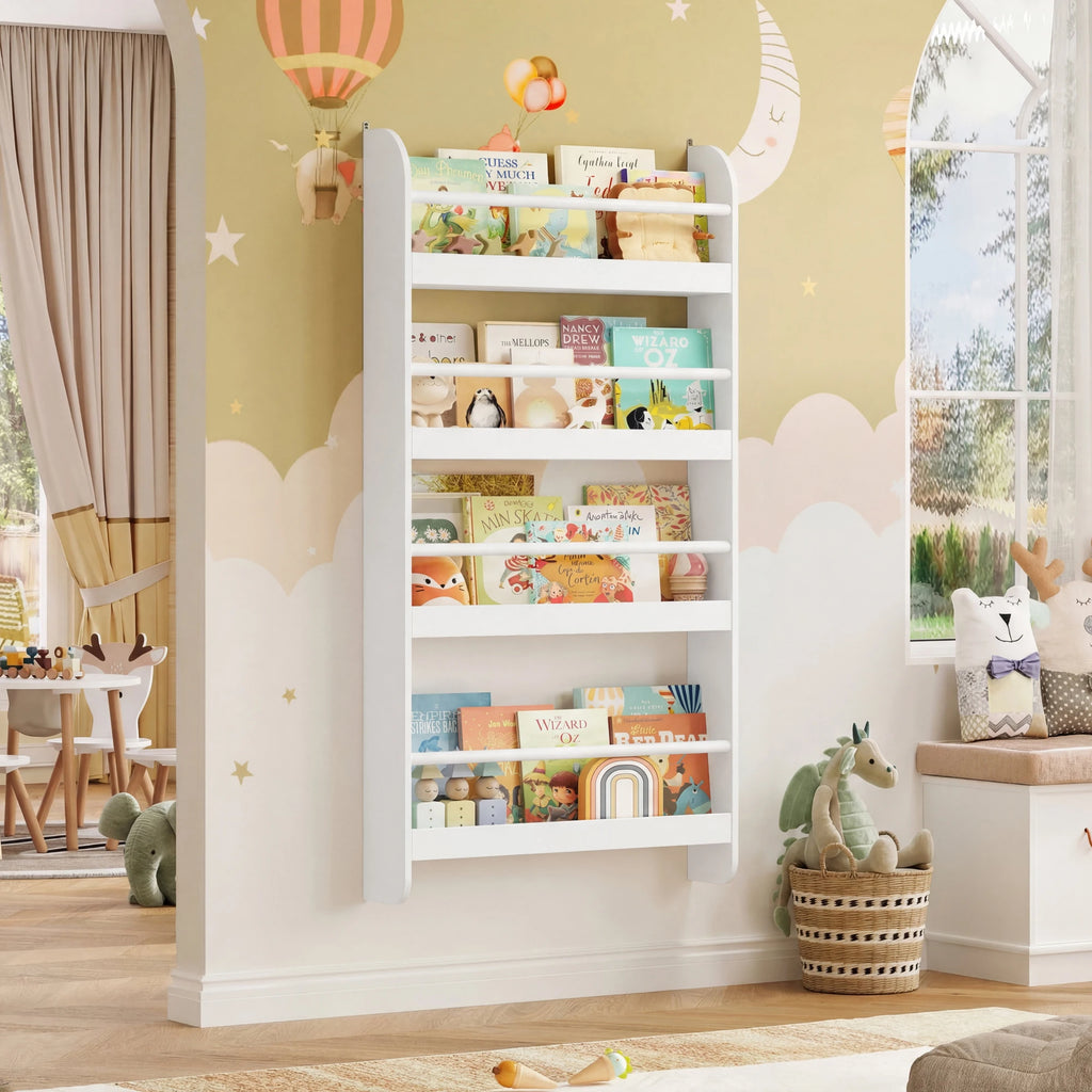 Wandbücherregal für Kinder mit 4 Ebenen, 113 x 59 cm Lilla Kids