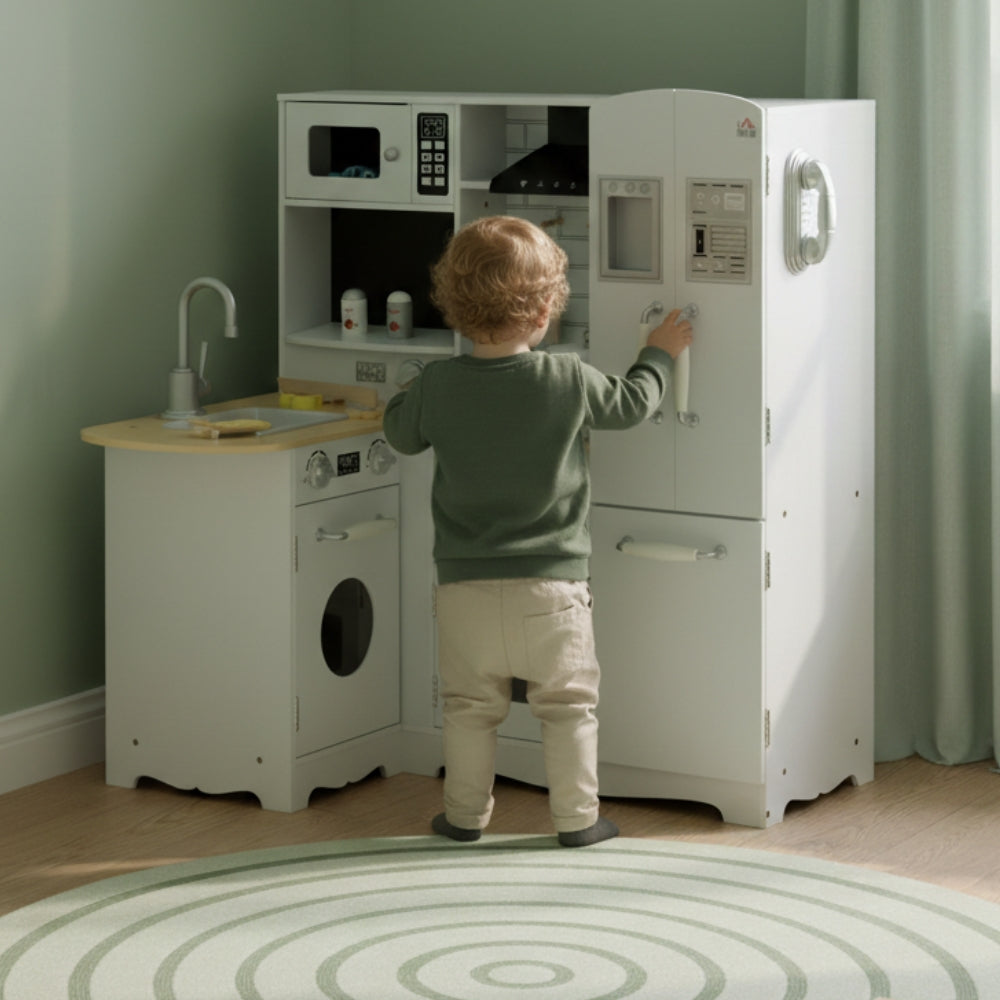 Weiße Eck-Kinderküche mit Zubehör Lilla Kids