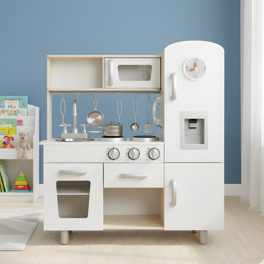 Weiße Kinderküche aus Holz mit Kühlschrank Lilla Kids