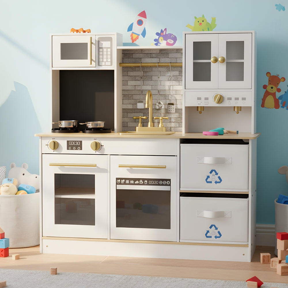 Weiße Kinderküche mit Spüle und Doppelbackofen Lilla Kids