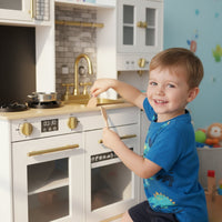 Weiße Kinderküche mit Spüle und Doppelbackofen Lilla Kids