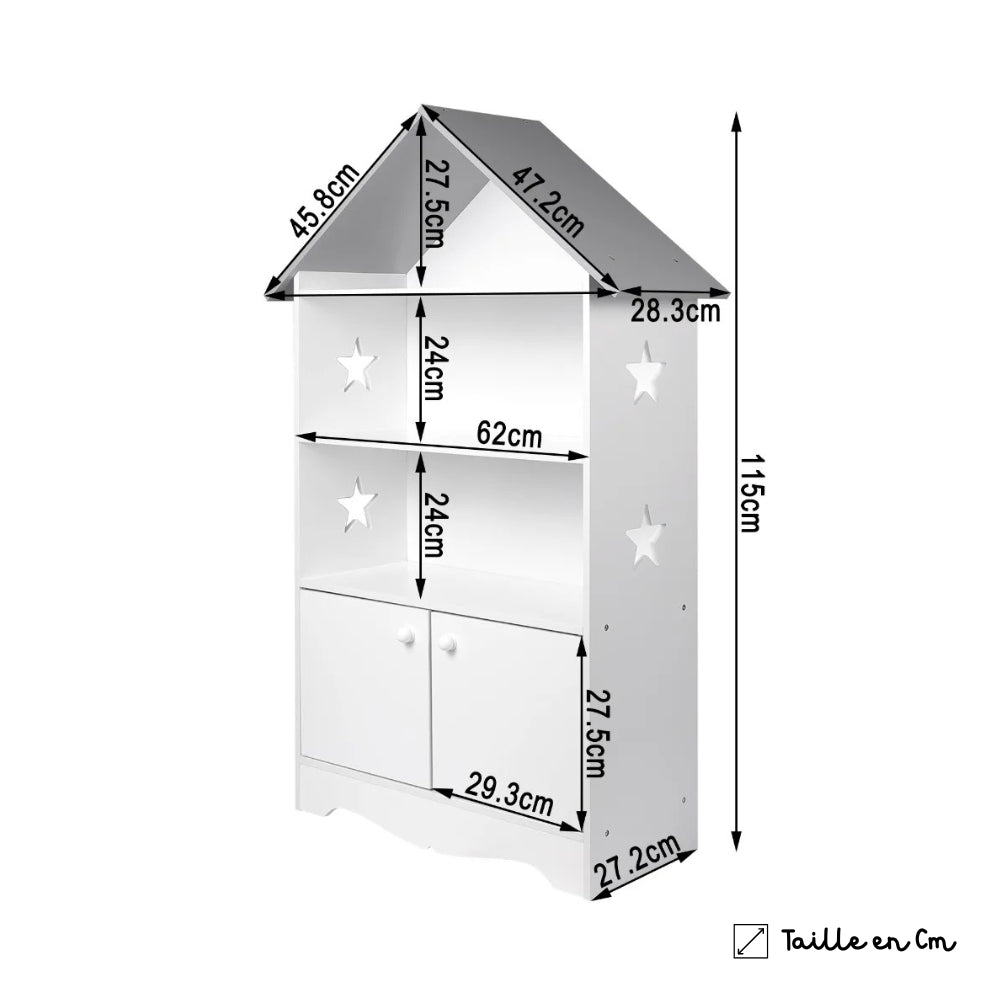 Weißes Design-Kinderbücherregal aus Massivholz Lilla Kids