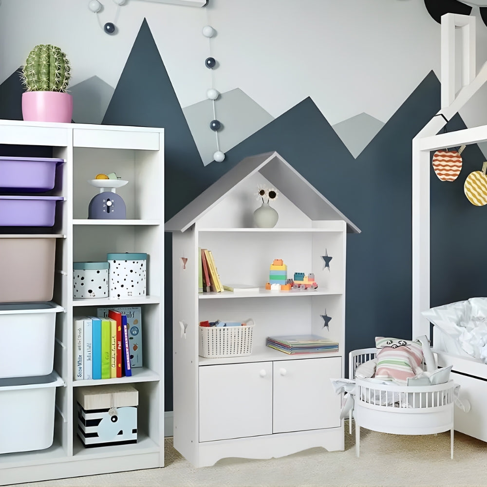 Weißes Design-Kinderbücherregal aus Massivholz Lilla Kids