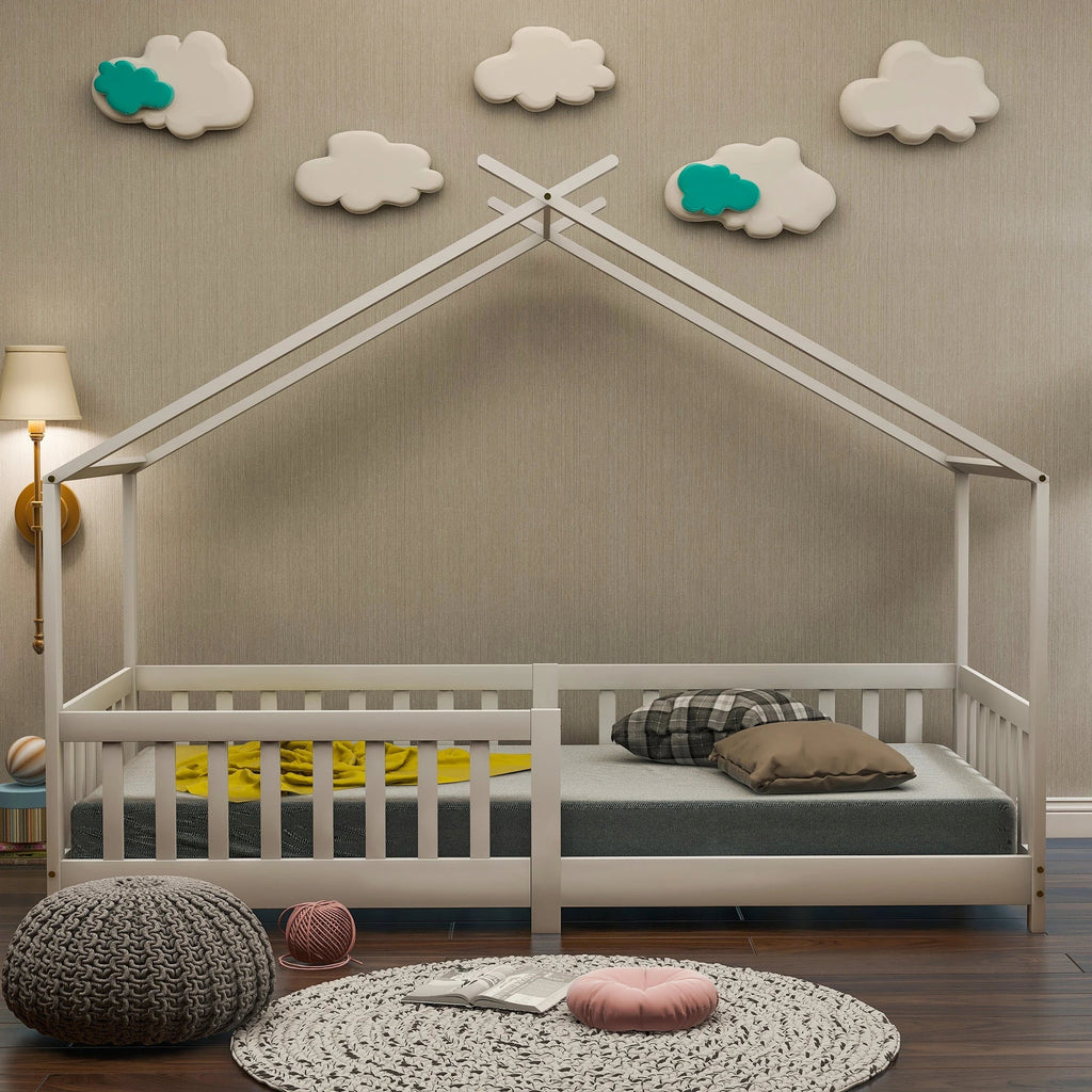 Weißes Kinder-Hausbett aus Holz Lilla Kids