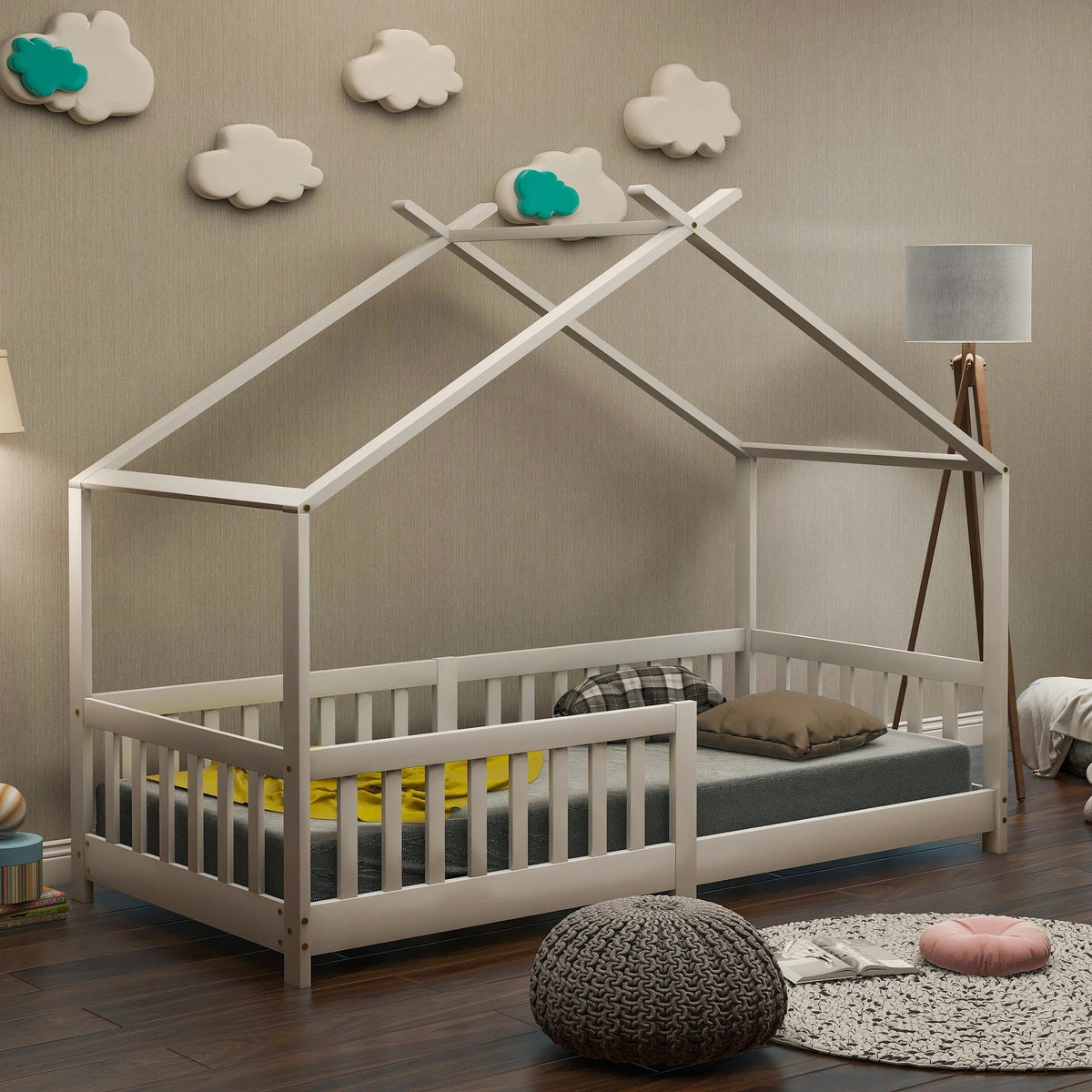 Weißes Kinder-Hausbett aus Holz Lilla Kids