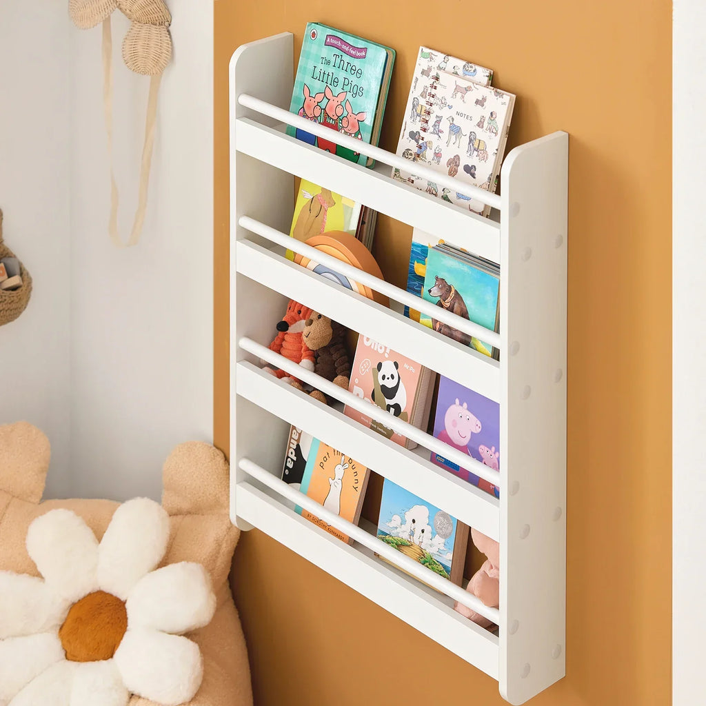 Weißes Kinder-Wandbücherregal mit 4 Fächern Lilla Kids