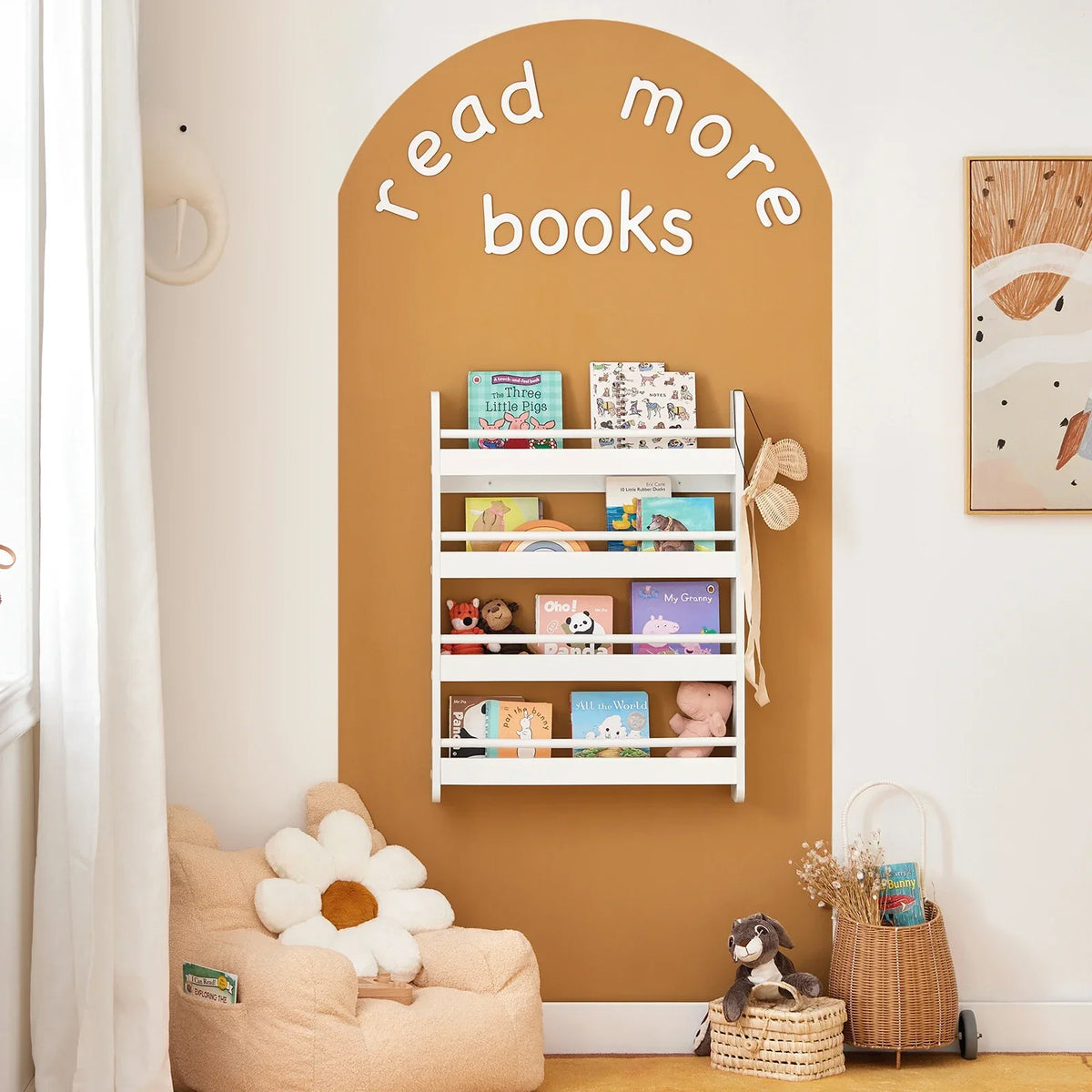 Weißes Kinder-Wandbücherregal mit 4 Fächern Lilla Kids