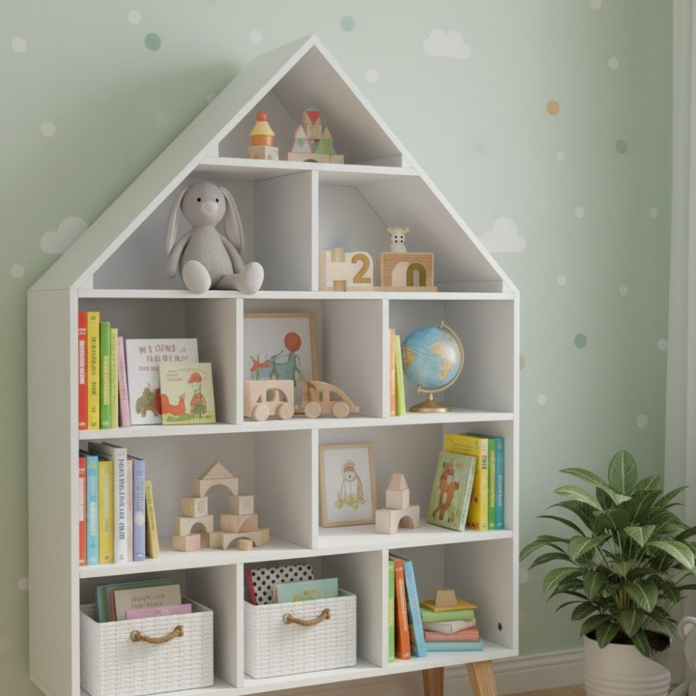 Weißes Kinderbücherregal in Hausform Lilla Kids