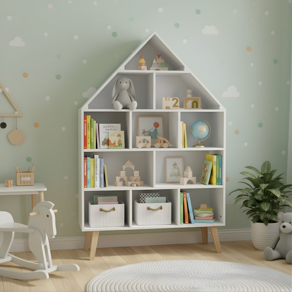 Weißes Kinderbücherregal in Hausform Lilla Kids