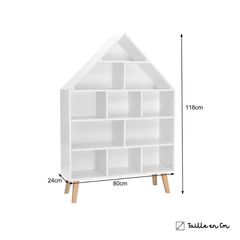 Weißes Kinderbücherregal in Hausform Lilla Kids