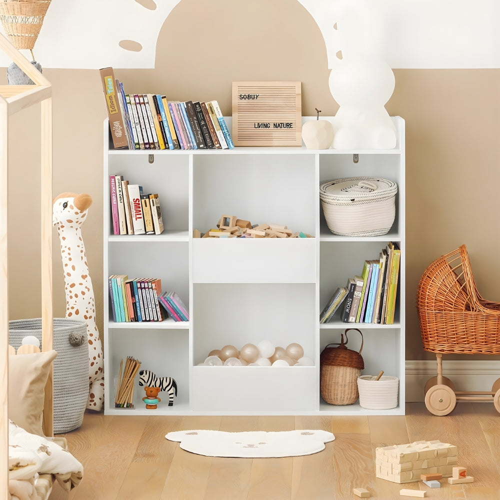 Weißes Kinderbücherregal mit 8 Fächern Lilla Kids