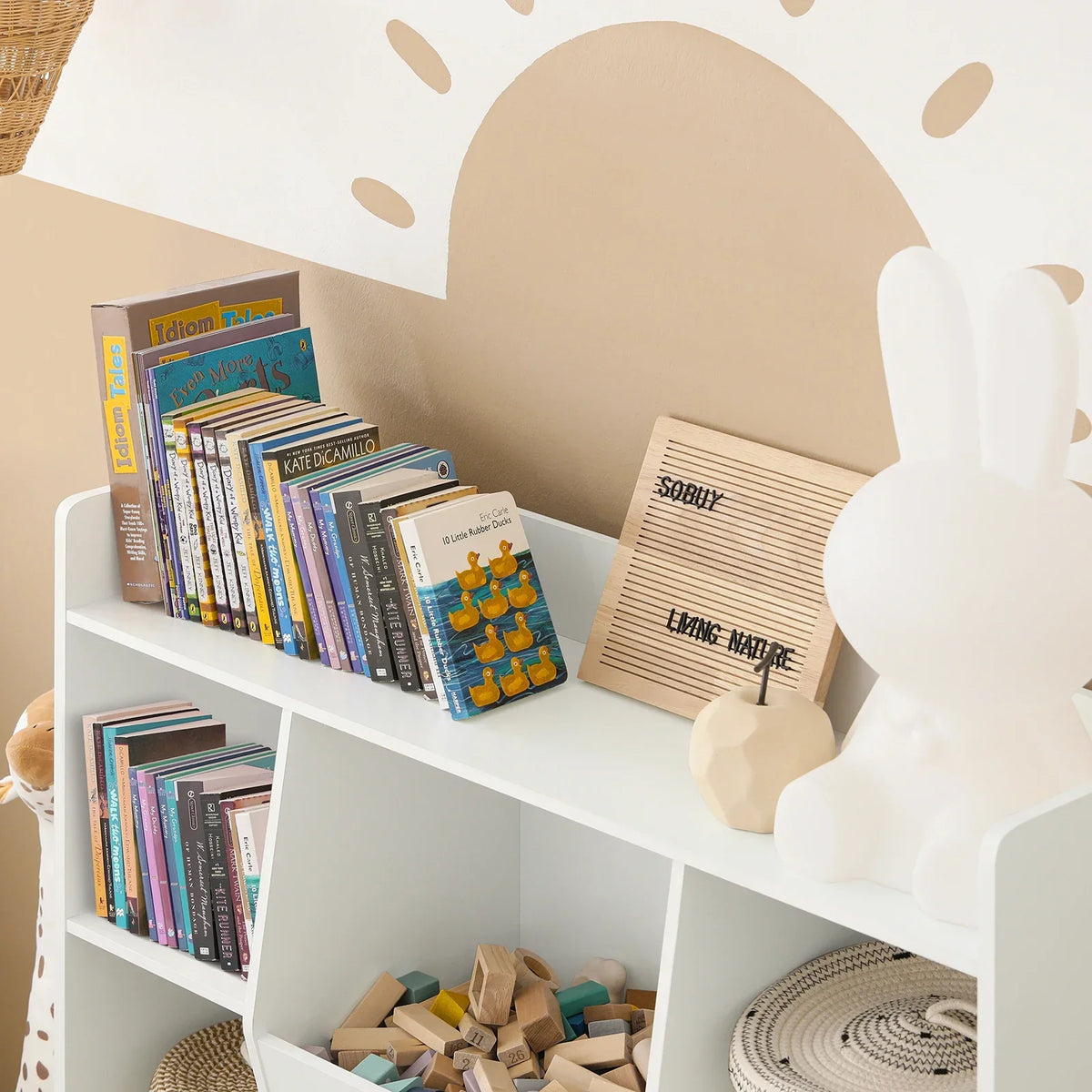 Weißes Kinderbücherregal mit Stauraum für Spielzeug Lilla Kids