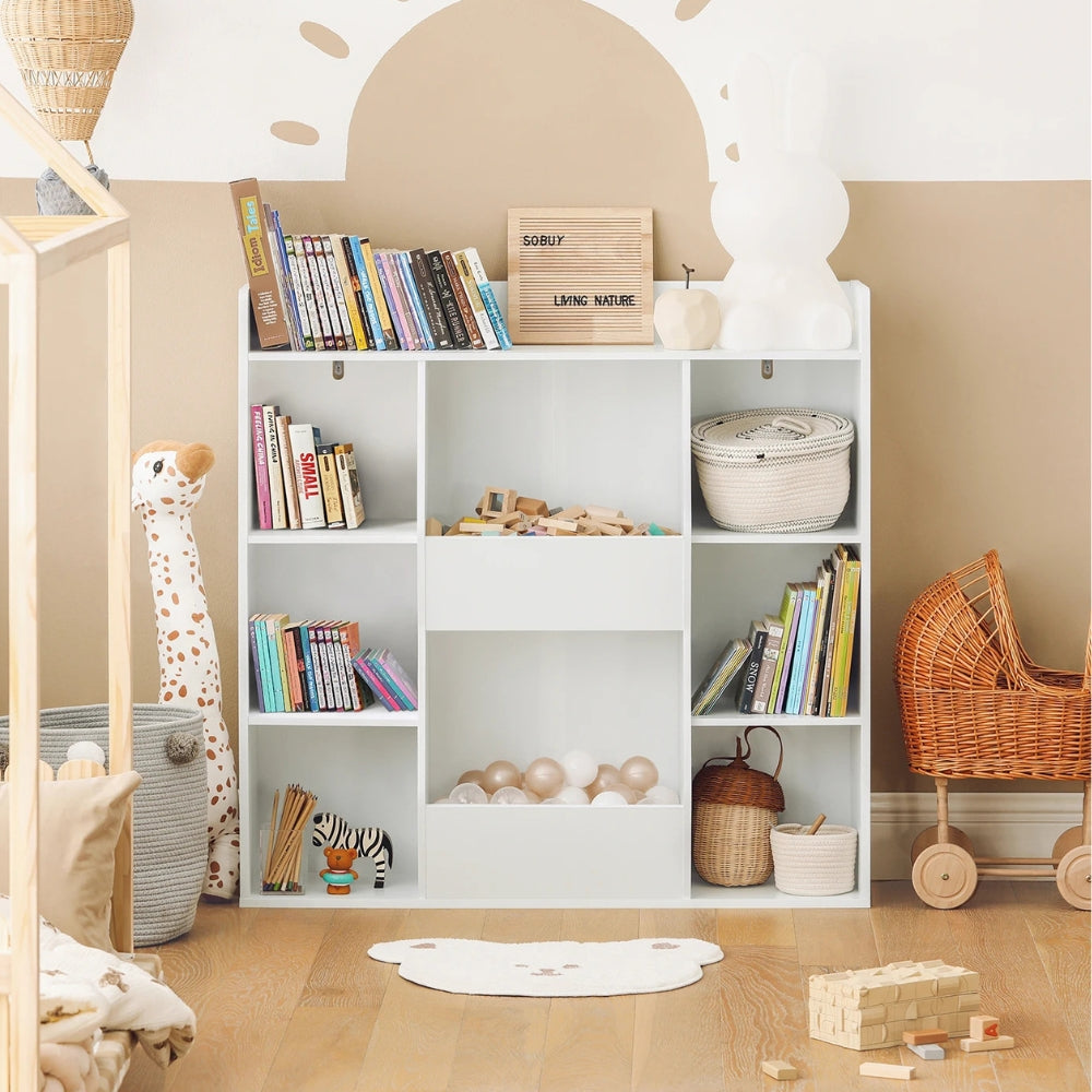 Weißes Kinderbücherregal mit Stauraum für Spielzeug Lilla Kids
