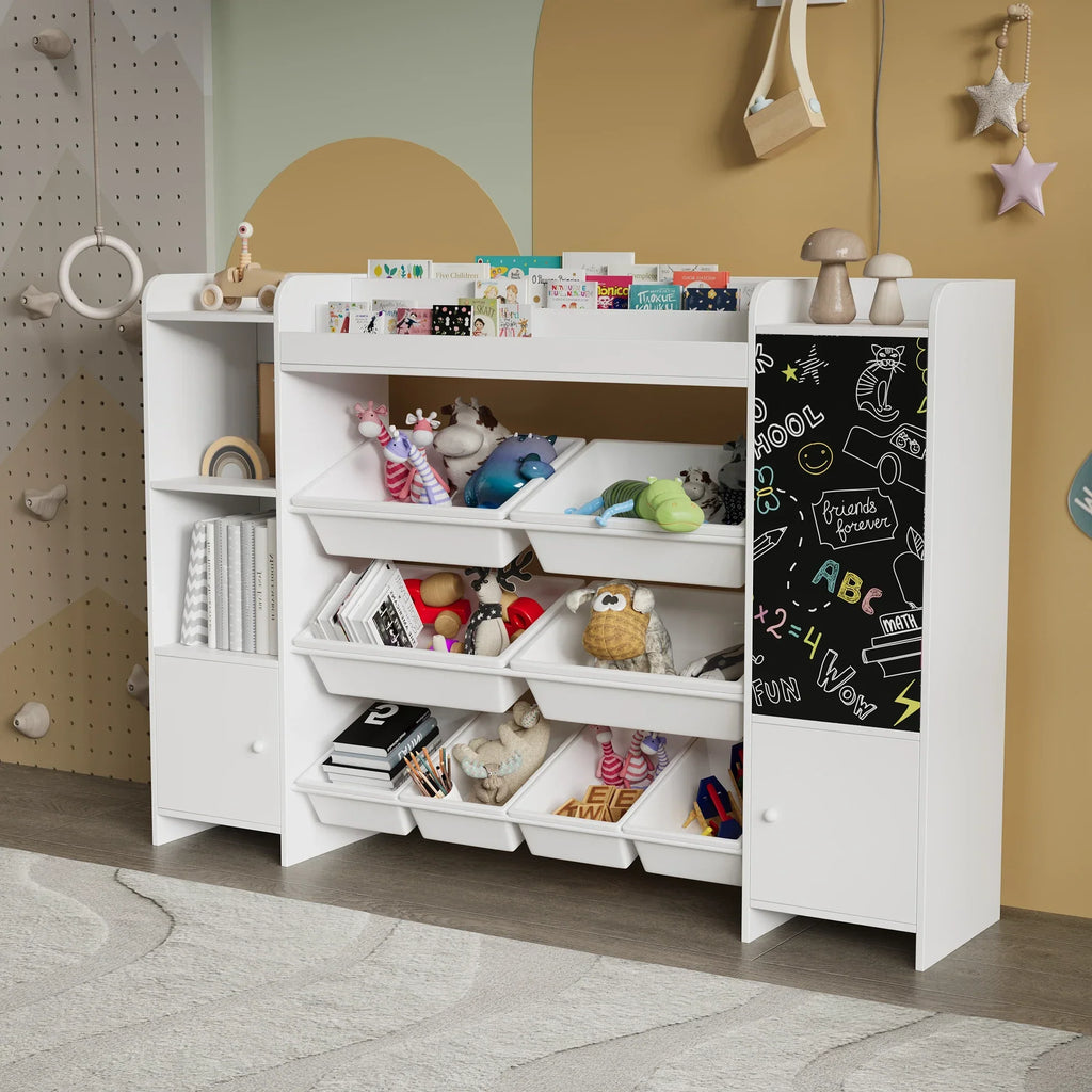 Weißes Kinderbücherregal mit Stauraum und Kreidetafel Lilla Kids