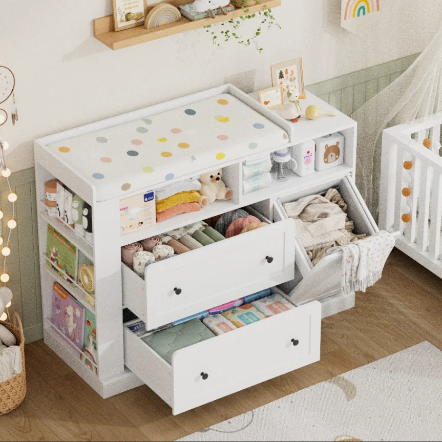 Wickelkommode mit Wäschekorb und 2 Schubladen Lilla Kids